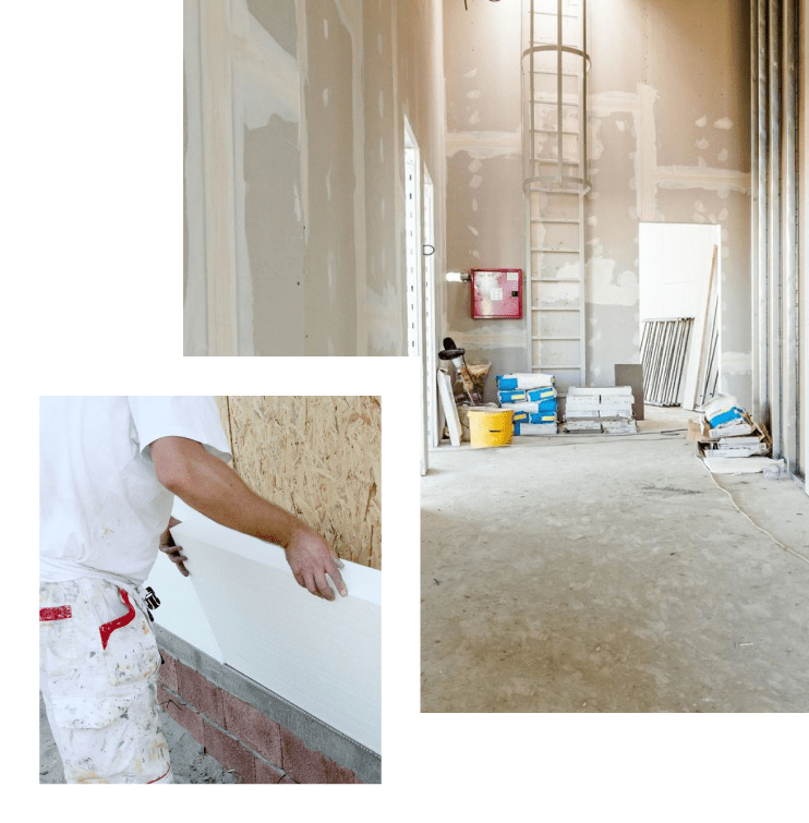 A man in white shirt painting the wall of a room.